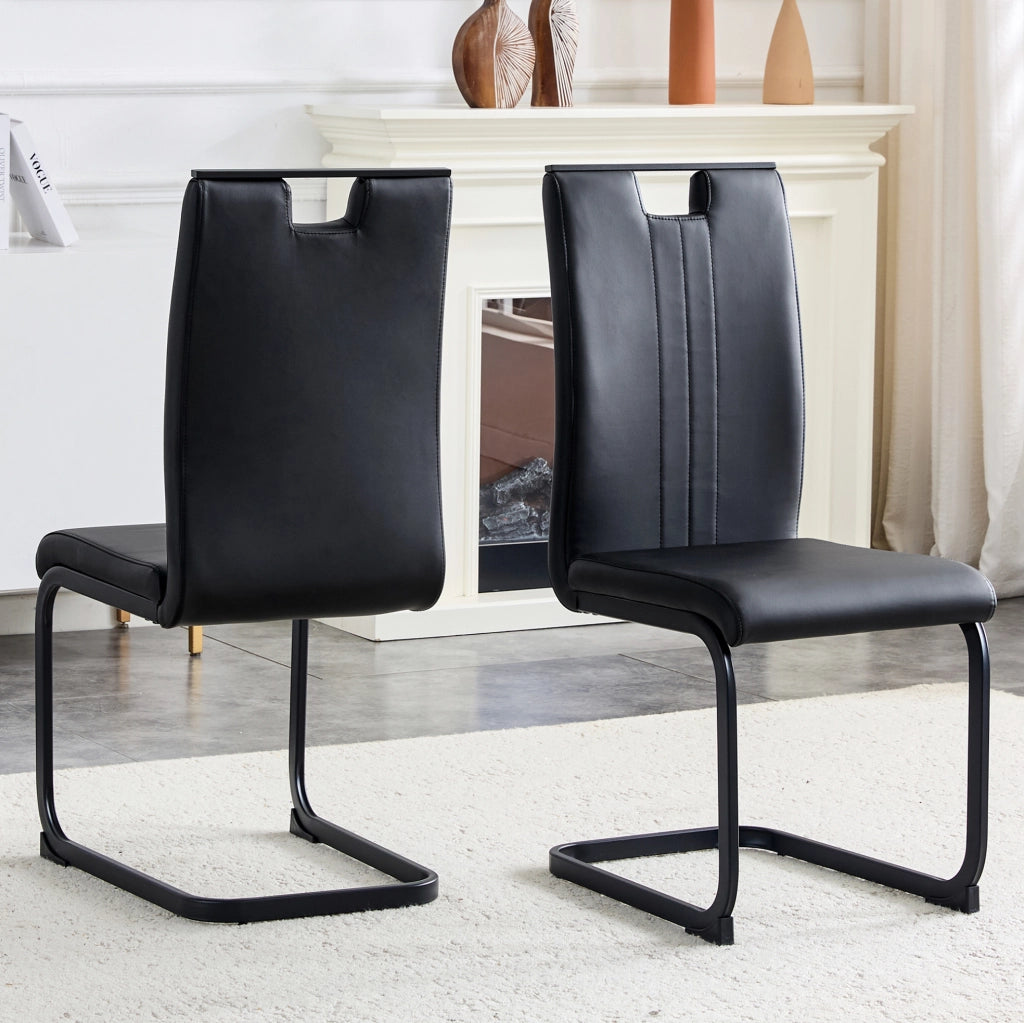 Sedia nera in PU con schienale ergonomico e piedini antiscivolo