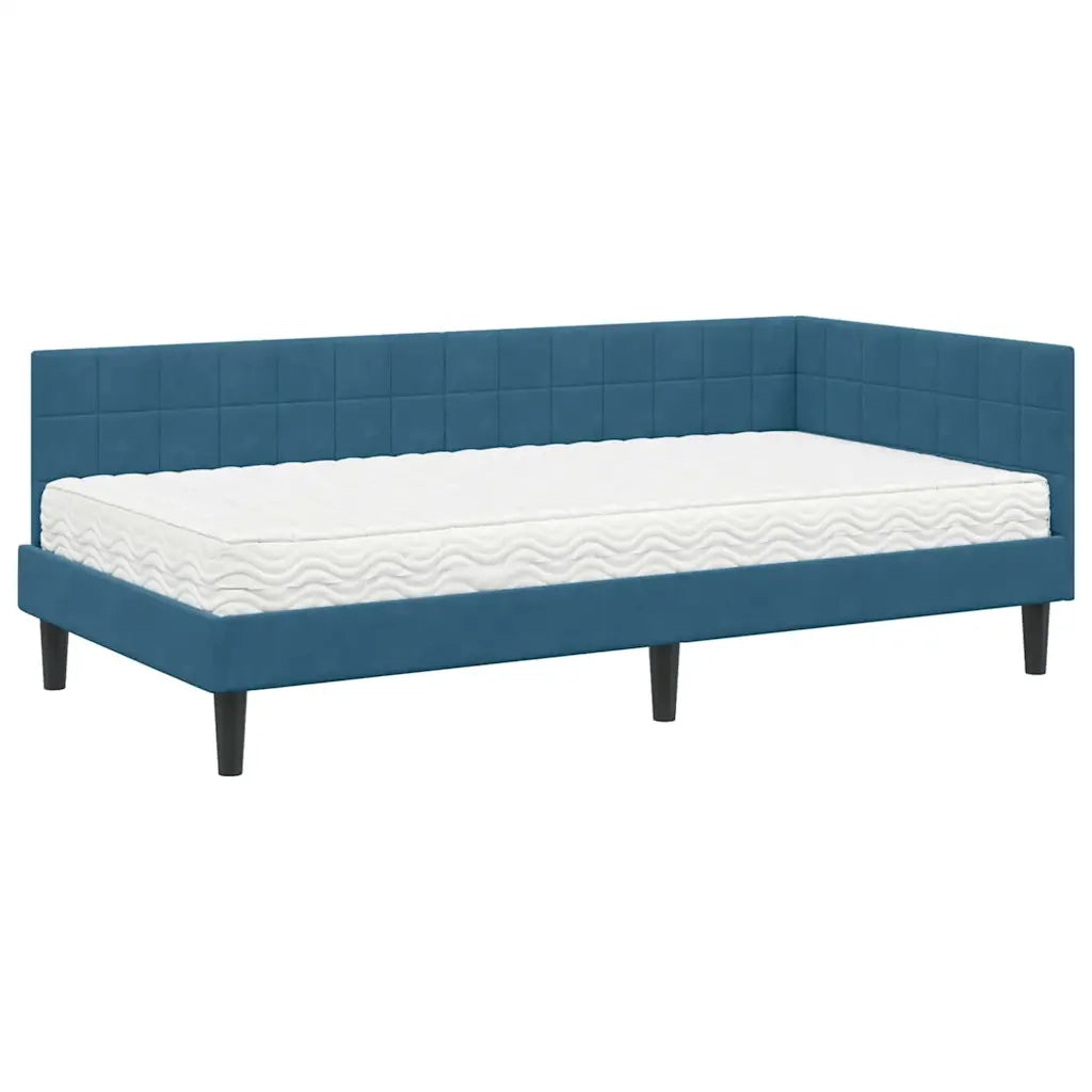 Struttura Letto Angolare con Materasso 2 pcs Blu Velluto 3393987