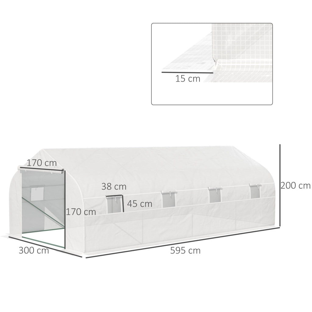 Serra Tunnel da Giardino 18 m2 ¨C zephmum ¨C 5.95x3x2 m Acero Bianco