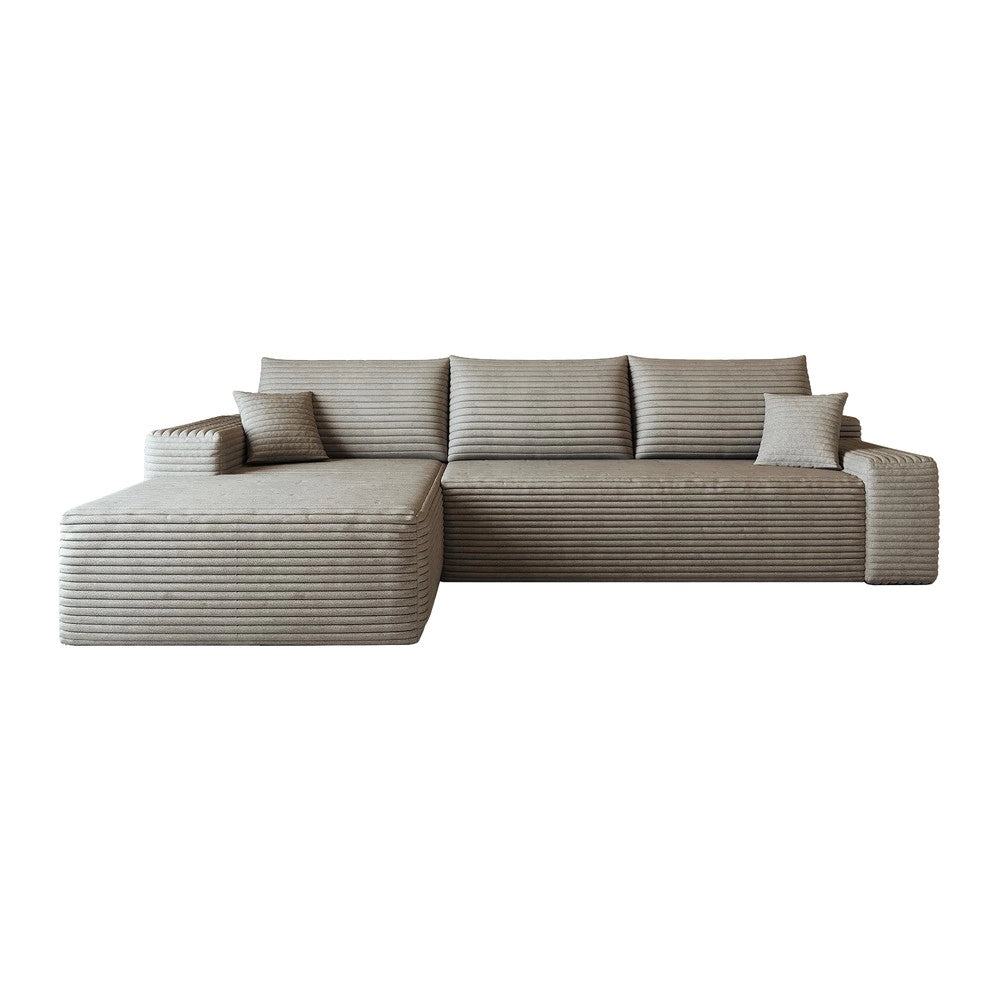 Divano angolare modulare con chaise longue ¨C Minimal ¨C velluto cammello 270cm