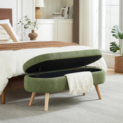 Panca Contenitore in Chenille 110 cm con Vano Ventilato Verde per Camera e Ingresso