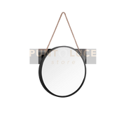 TAIRA SPECCHIO DA PARETE ROTONDO D.80CM NERO IN METALLO E CORDA