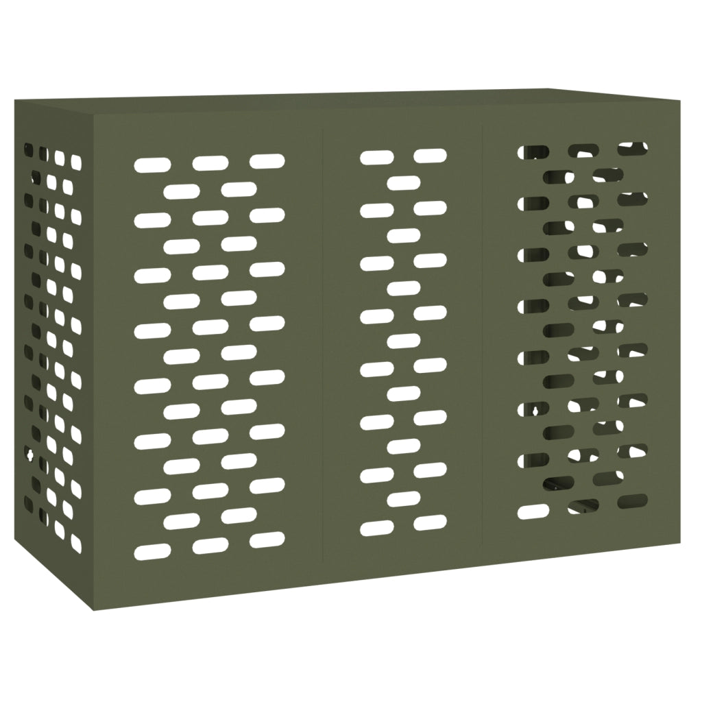 Copertura per Condizionatore d'Aria Verde Oliva 110x50x80 cm Acciaio