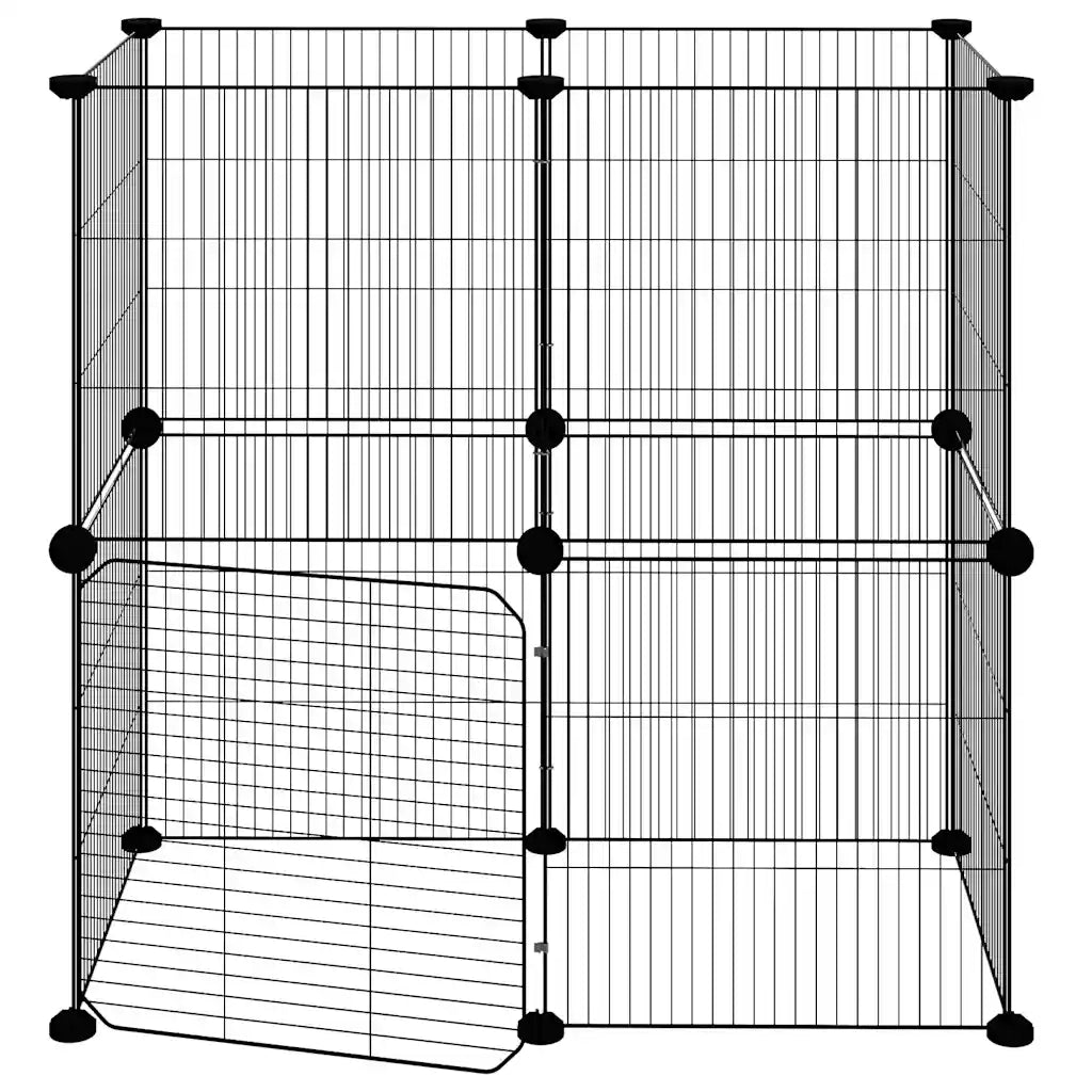 Gabbia per Animali 12 Pannelli con Porta Nero 35x35 cm Acciaio 3114036