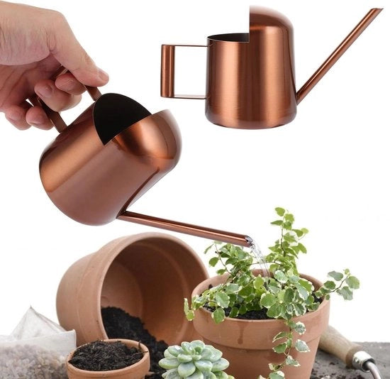 Giocatore da giardino da 300 ml - acciaio inossidabile con lunga tubazione per piante da appartamento (bronzato)