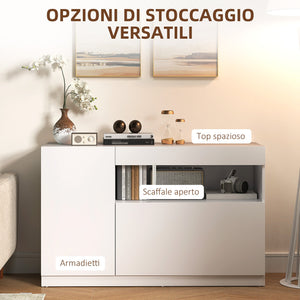 Credenza Mobile Basso Cucina  con Ante Ammortizzate e Apertura a Pressione 120x40x75 cm Bianco