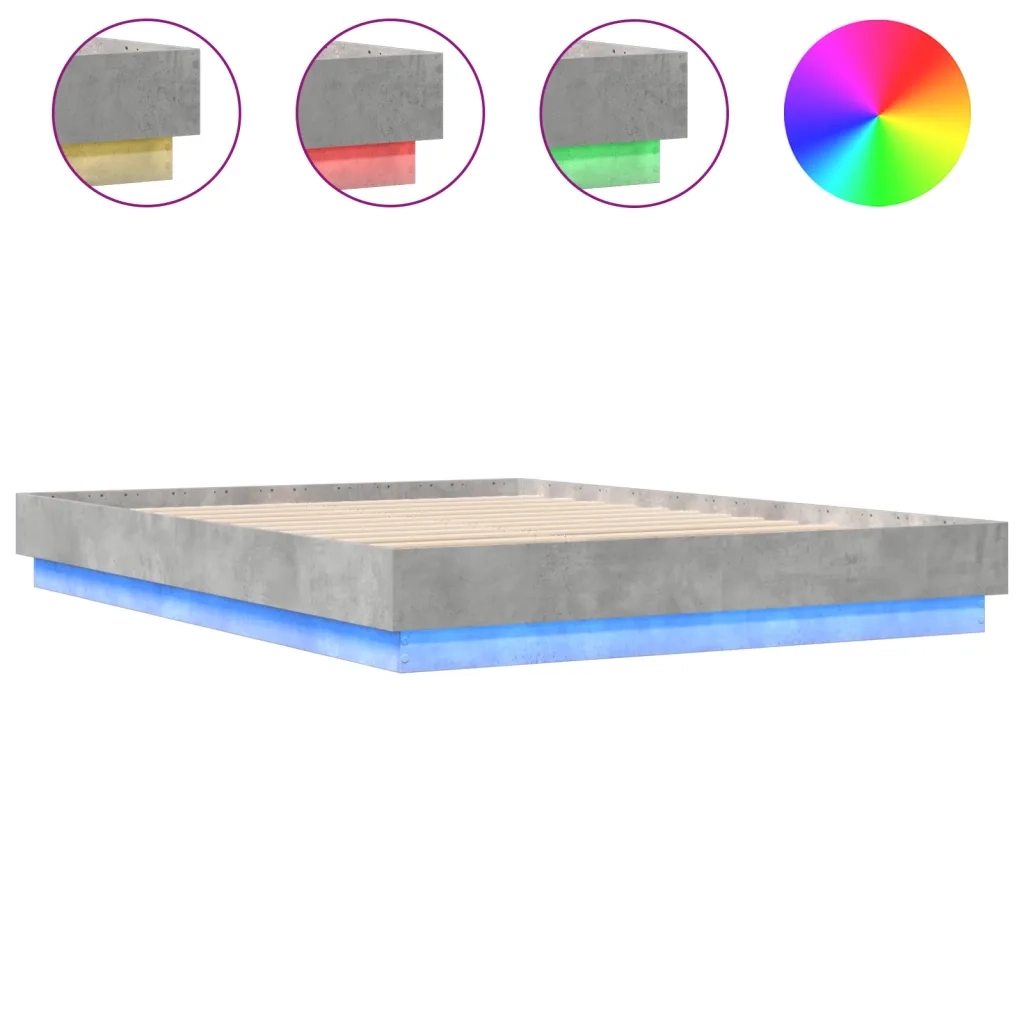 Giroletto con Luci LED Grigio Cemento 160x200 cm 3209782