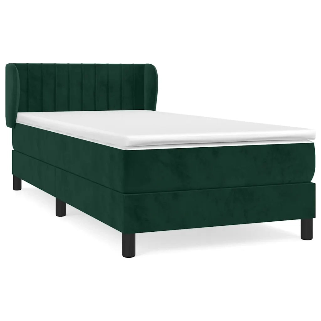 Giroletto a Molle con Materasso-Struttura Letto Verde Scuro 90x200 cm Velluto 905468