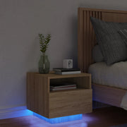 Comodino con Luci LED-Tavolino da notte Rovere Sonoma 40x39x37 cm
