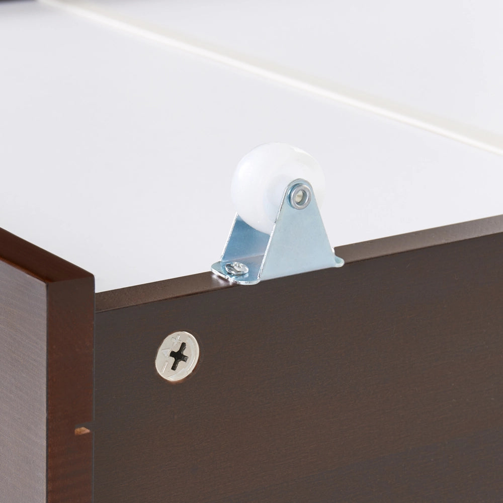Set di 2 cassetti letto contenitore sottoletto in legno massello scuro con ruote
