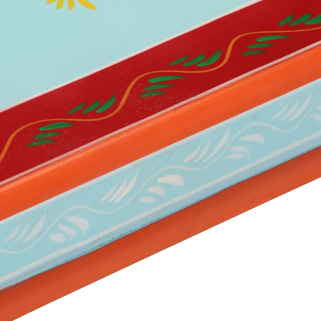 vidaXL Tavolino Salotto Blu Dipinto a Mano in Legno Massello di Mango
