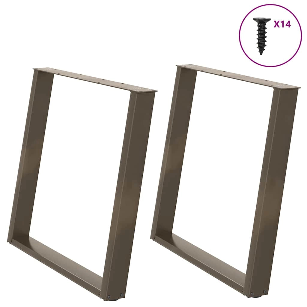 Set di 2 gambe regolabili per tavolo da pranzo a forma di U 100 x 73 cm in acciaio verniciato a polvere naturale 02_0057087