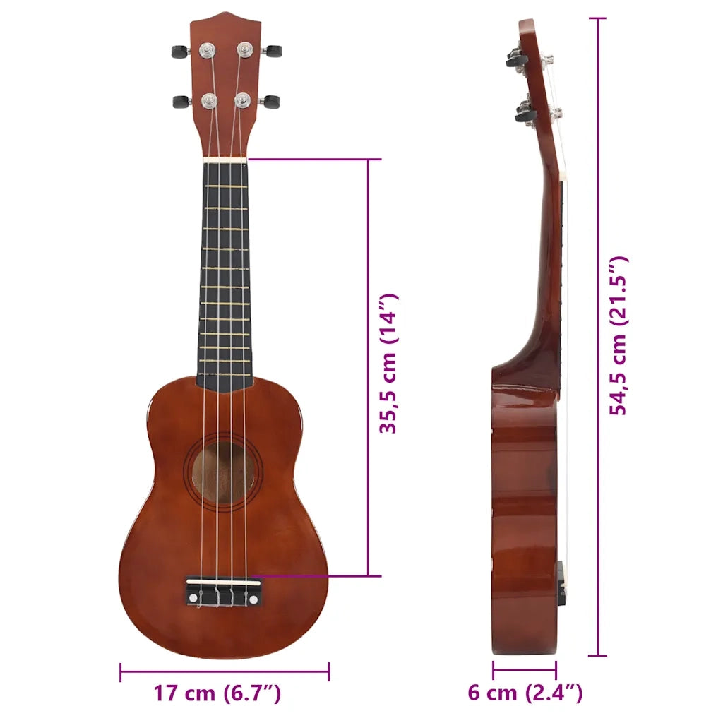 Set Ukulele Soprano con Borsa per Bambini Legno Naturale 21" 70145
