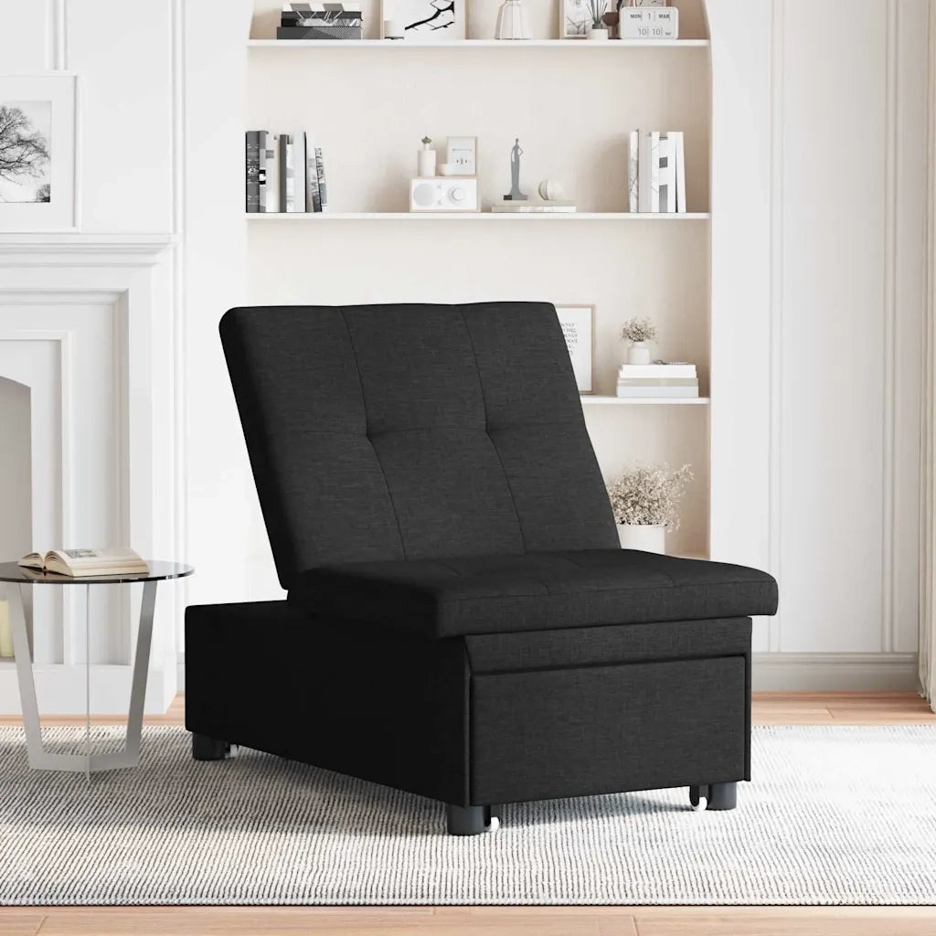 Divano letto | Sof¨¤ letto | Letto singolo Estraibile Nero 194 x 50 x 82 cm Tessuto