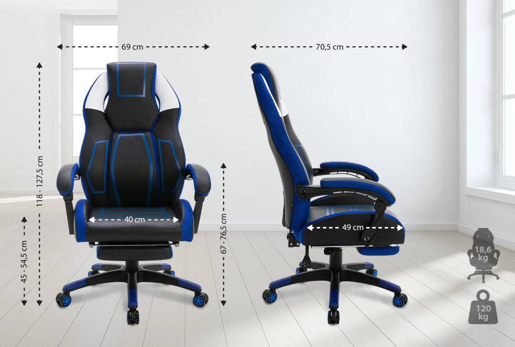 Sedia da ufficio Clovis in similpelle Nero/blu
