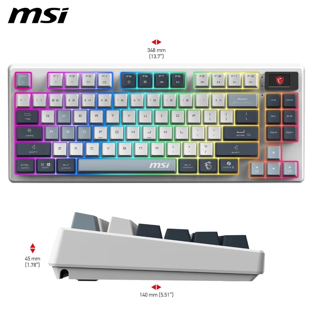 Forge GK600 TKL Wireless Sky FR - Tastiera AZERTY meccanica a switches lineari, tasti PBT stampati Sublimazione, base antiscivolo, LED RGB, USB 2.0, Bluetooth, 2.4 GHz - Tenkeyless