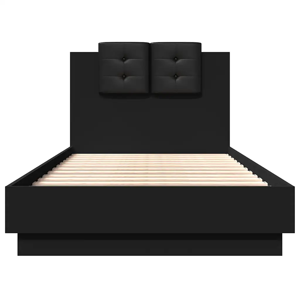 Giroletto con Testiera e LED-Struttura Letto con testiera Nero 75x190 cm 106282
