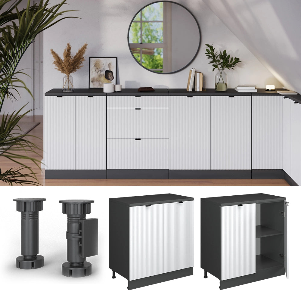 Mobile per mansarda Rion Ondulazione bianca/Antracite 80 x 83.8 cm senza inclinazione con 2 ante Vicco