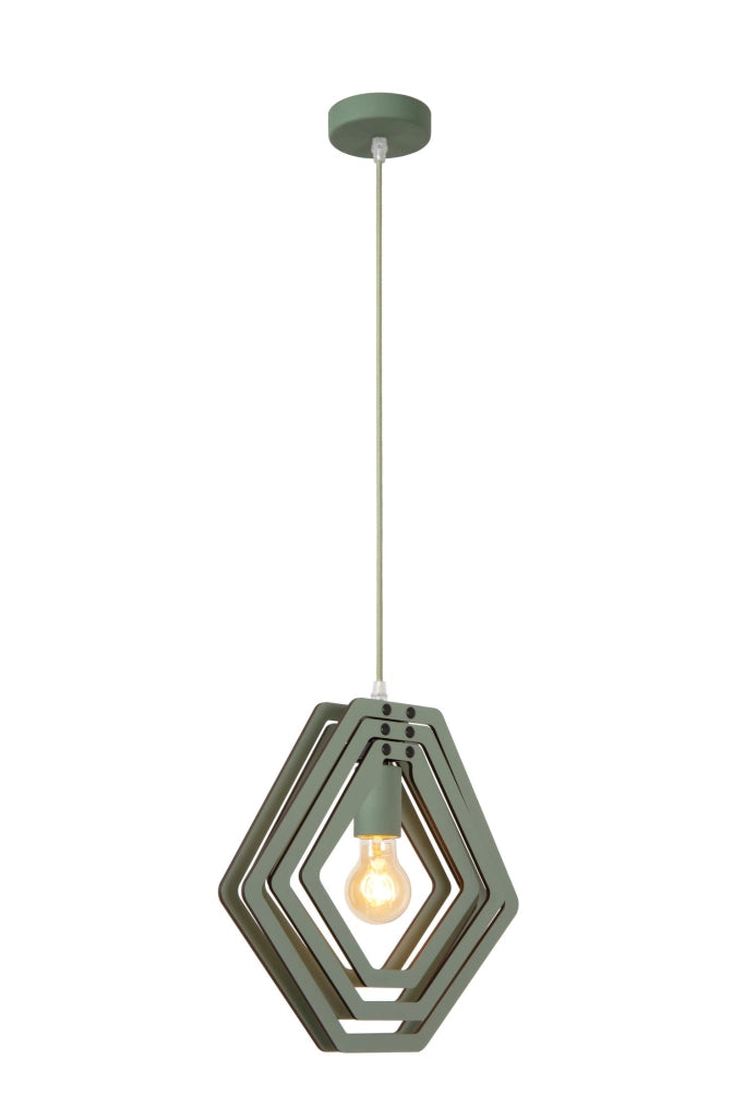 Lampada sospesa MAURO verde MDF geometrica 1xE27 Lucide
