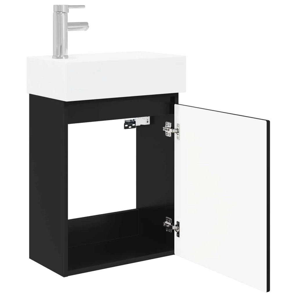 Mobile bagno con rubinetto Nero 45,5 x 22,5 x 84 cm 889442