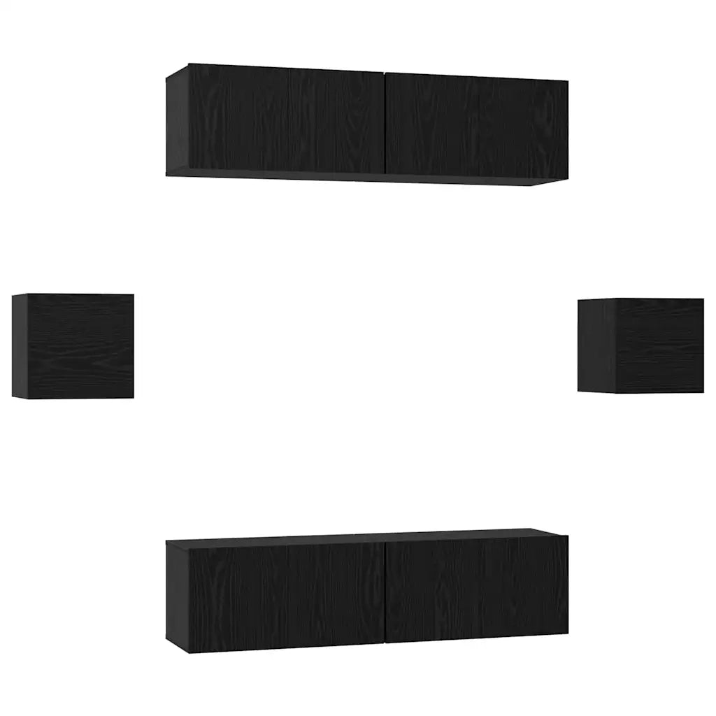 Set mobile TV 6 pcs Rovere Nero Legno multistrato 3393400