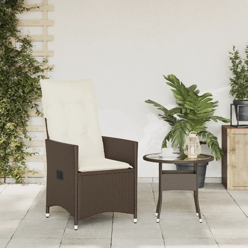 Sedia Reclinabile da Giardino | Sedie da Esterno con Cuscini Marrone in Polyrattan