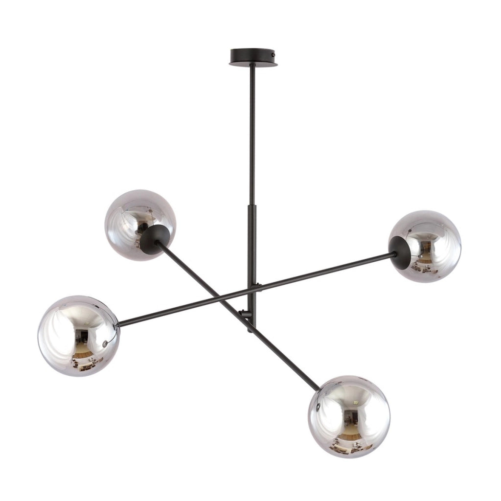Lampada a sospensione LINEAR in acciaio nero e vetro grafite