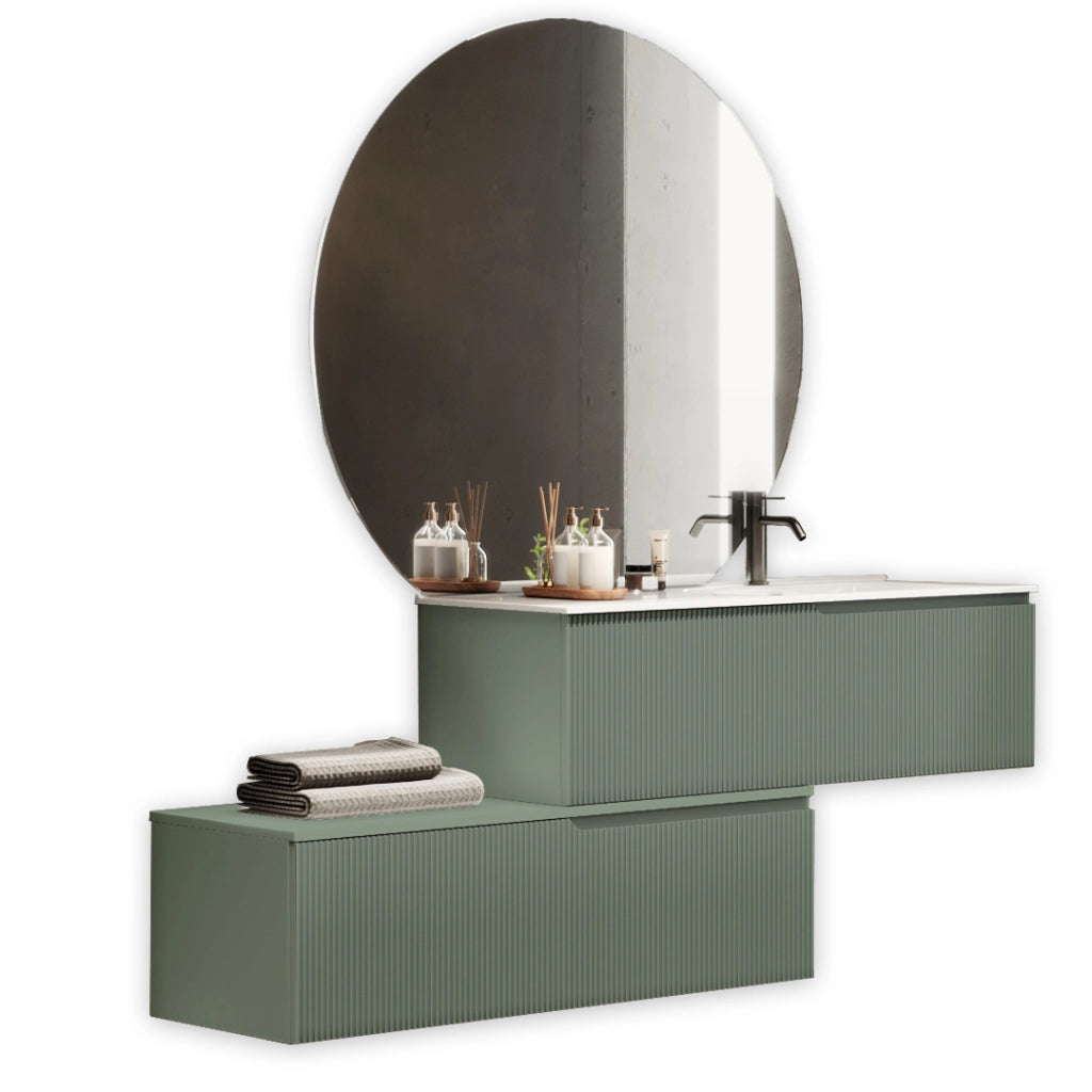 Composizione vasca DX 4 pezzi VENERE verde salvia