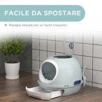Lettiera per Gatti Chiusa con Vassoio Estraibile, 2 Ingressi e Paletta, 47x55x44 cm, Azzurro