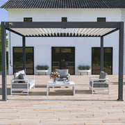 Pergola bioclimatica Ombréa autoportante VS - 3x4M bicolore + 1 tenda 4M bianca