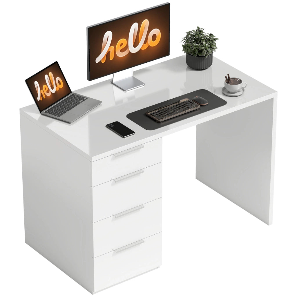 Scrivania computer con cassetti e archiviazione ¨C zephmum ¨C bianco 110x60 cm