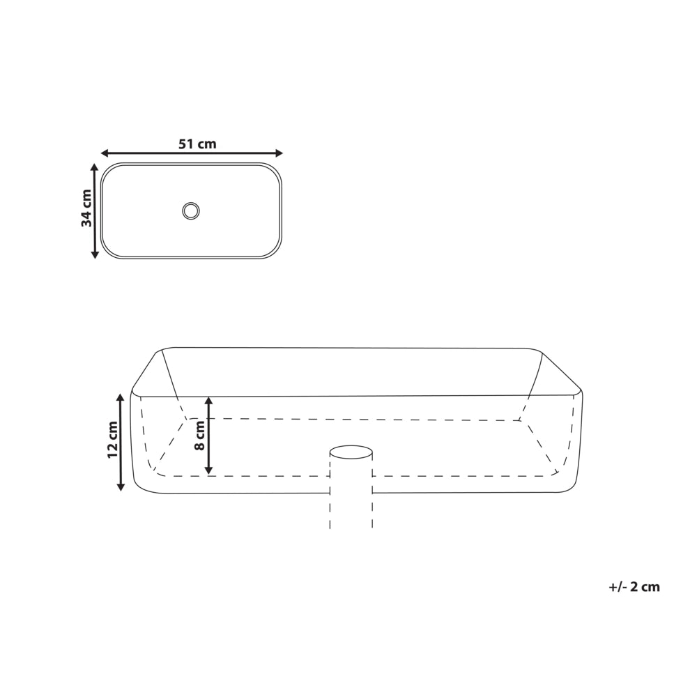 Lavabo da appoggio in ceramica bianca effetto marmo 510 x 340 mm Lavabo da bagno rettangolare stile Glam