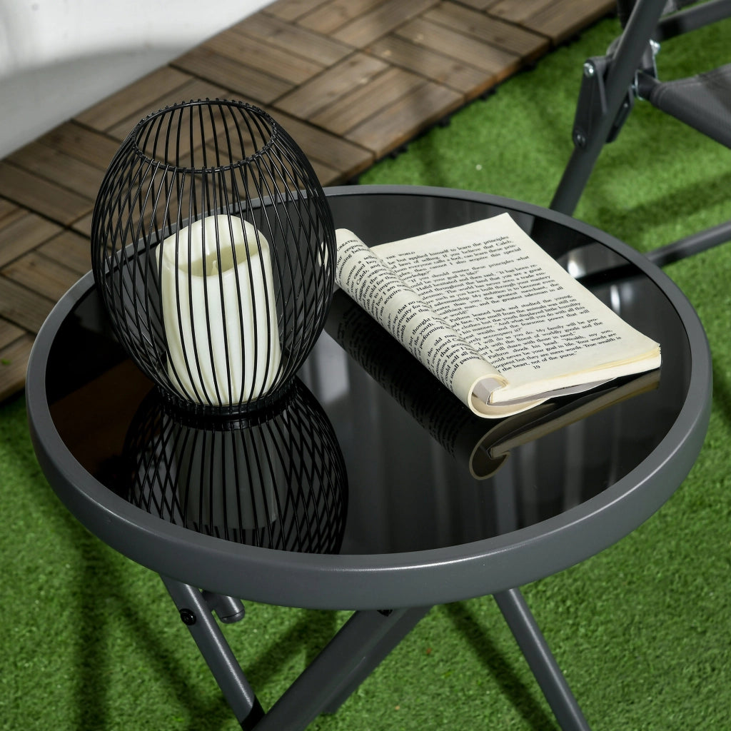 Tavolino pieghevole da caff¨¨ ¨C zephmum ¨C nero, vetro temperato, acciaio, ?45x50 cm