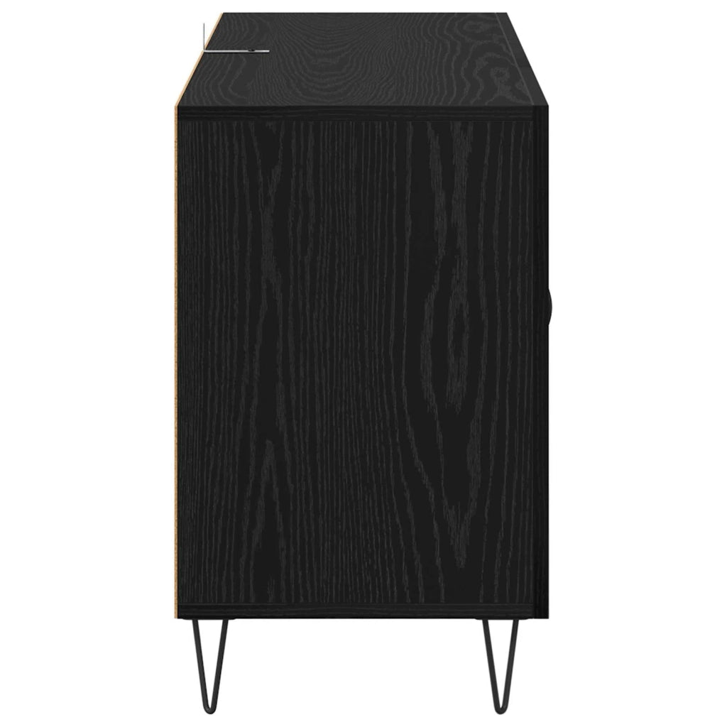 Credenza | Madia | Buffet da pranzo | Armadio da pranzo Rovere Nero 100 x 36 x 60 cm Legno multistrato