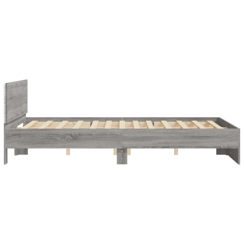 Giroletto con Testiera e LED-Struttura Letto con testiera Grigio Sonoma 160x200 cm 406341