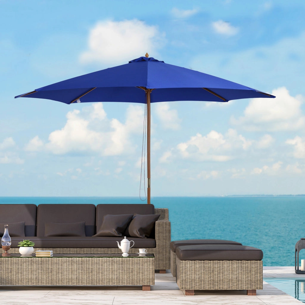 Ombrellone da Giardino ¨C zephmum ¨C Bamb¨´, Blu e Naturale, 300x300x250 cm