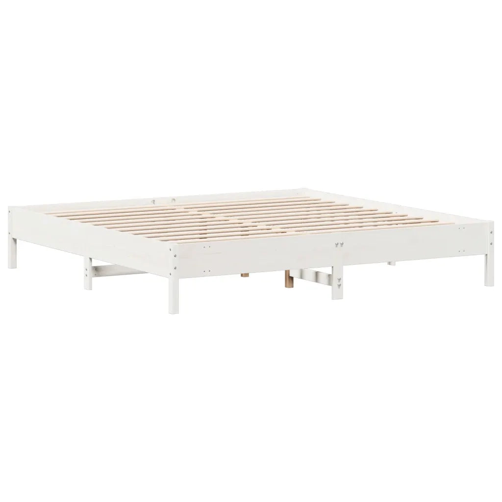 Giroletto senza Materasso-Struttura Letto Bianco 200x200 cm Legno Massello Pino 150714