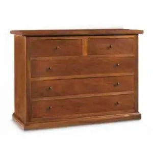 Comò casettiera in legno 3+2 cassetti arte povera noce scuro