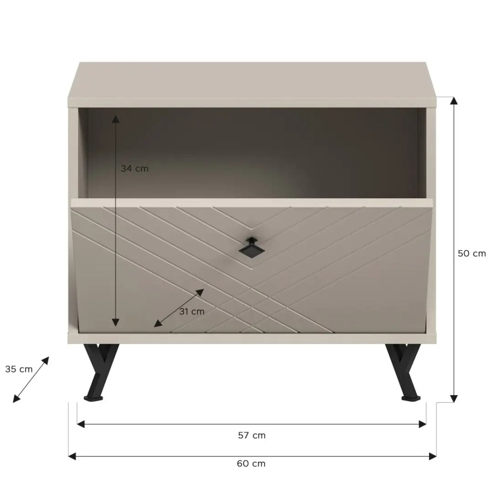 Mobile porta scarpe LUNA – Beige opaco – 1 ribalta – 60x50x35 cm