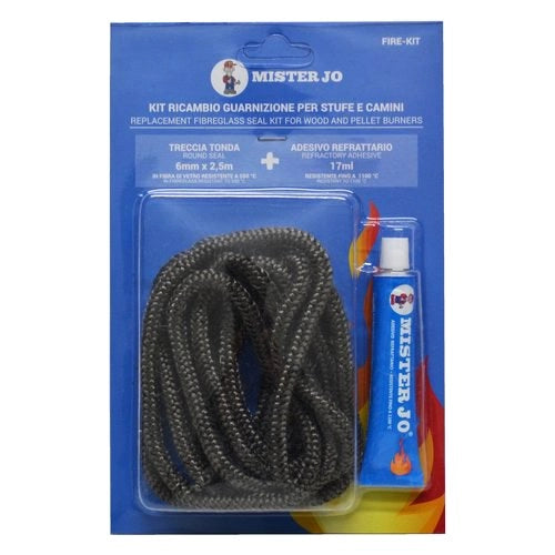 KIT RICAMBIO TRECCIA + SILICONE ALTA TEMPERATURA ml 60 - Ø 10x2,5 mt