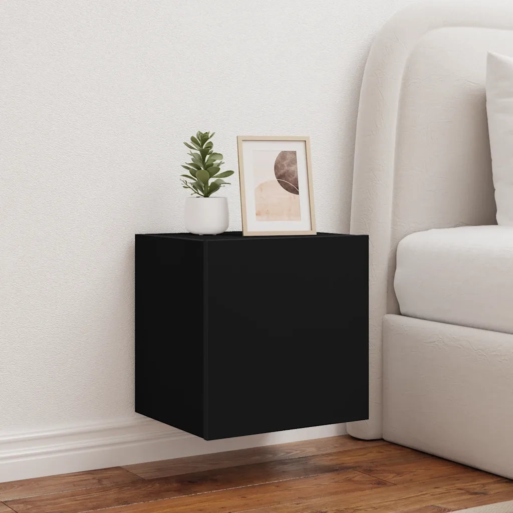 Mobile TV a Parete con Luci LED Nero 40,5x35x40 cm 837248