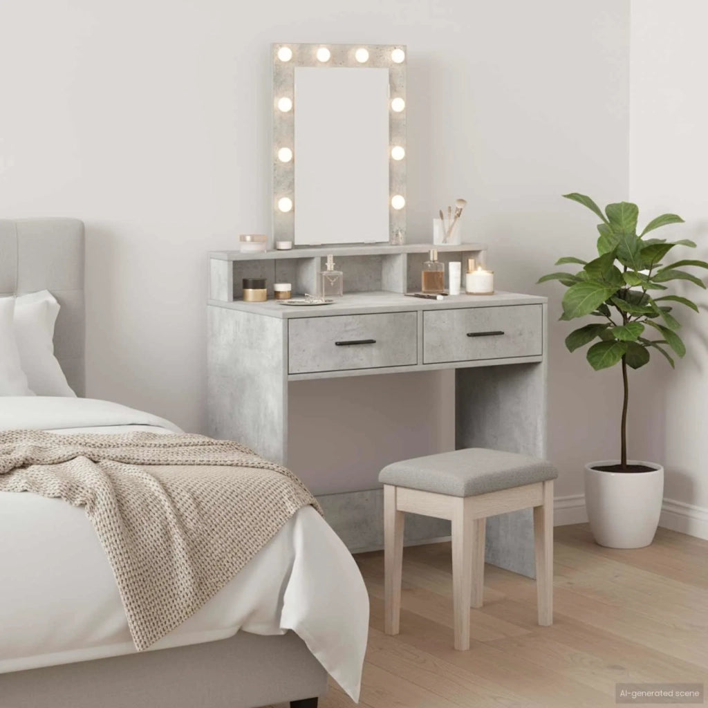Toeletta | Tavolo da Trucco Grigio 79 x 41 x 140 cm Legno multistrato