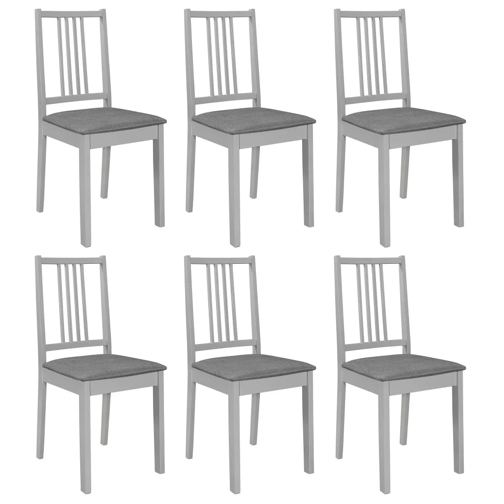 Sedie da Pranzo con Cuscini 6 pz Grigie in Legno Massellocod mxl 95318