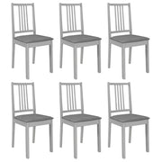 Sedie da Pranzo con Cuscini 6 pz Grigie in Legno Massellocod mxl 95318
