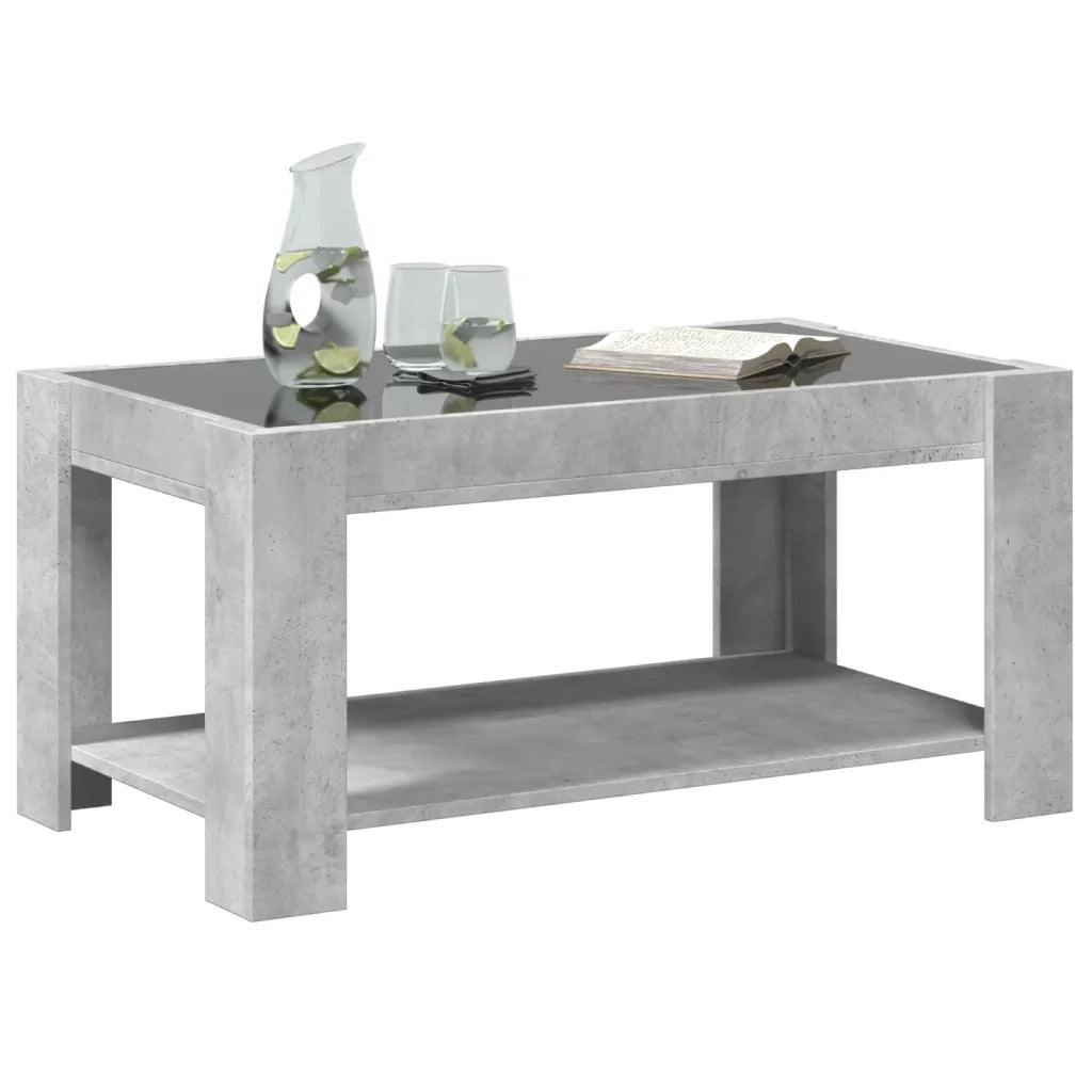 Tavolino Salotto con LED Grigio Cemento 93x53x45 cm Multistrato