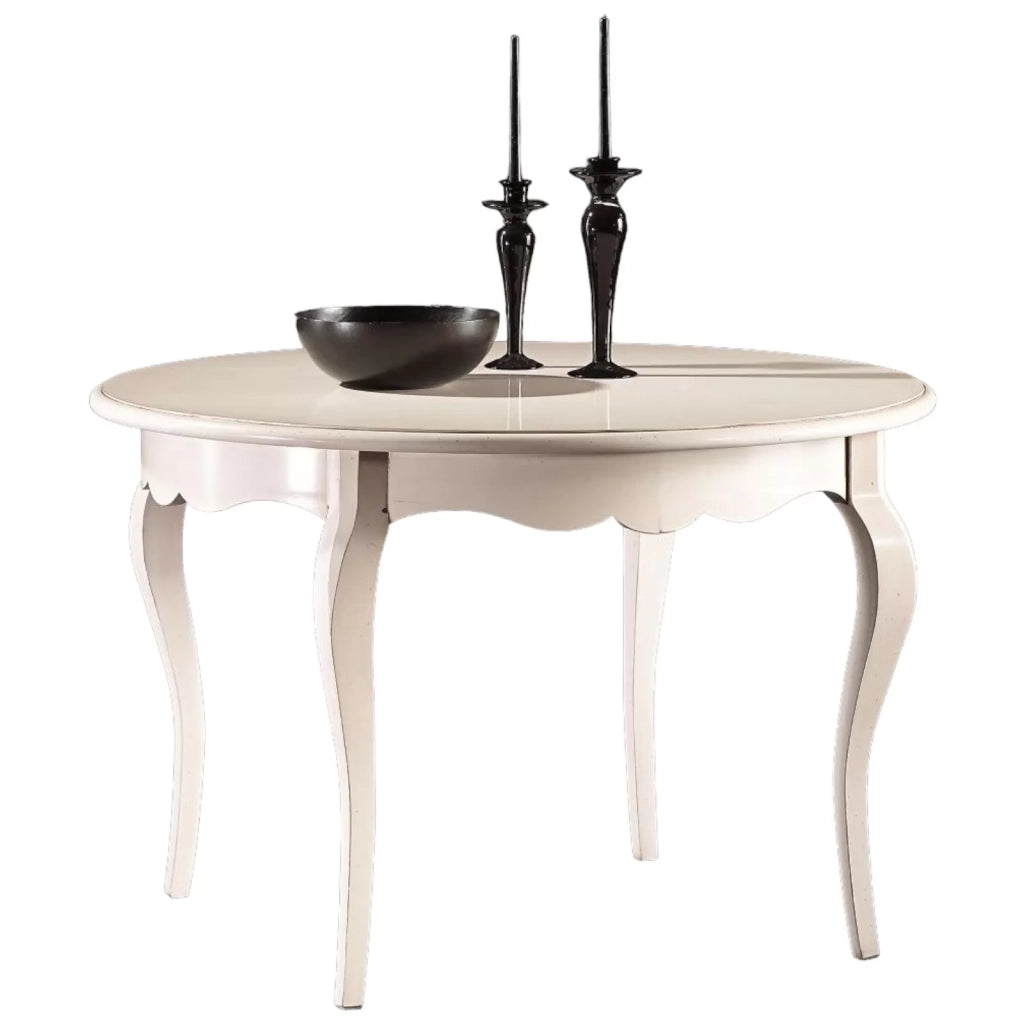 Tavolo rotondo bianco laccato shabby classico 120 h.78 - Mobili 2G