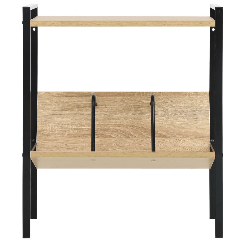 Libreria a 2 Ripiani Nera e Rovere 52x28x59 cm in Truciolato cod mxl 7540