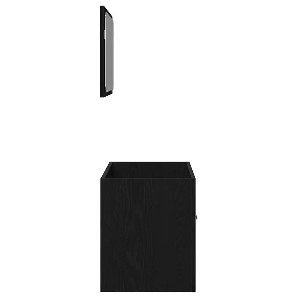 Set Mobili da Bagno | Armadio da bagno 2 pz Rovere Nero in Legno Multistrato