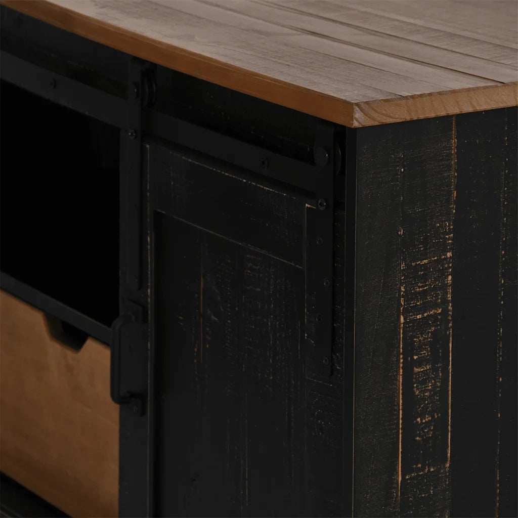 Mobile Porta TV HALDEN con Anta Scorrevole Nero 110x40x60 cm 4018412