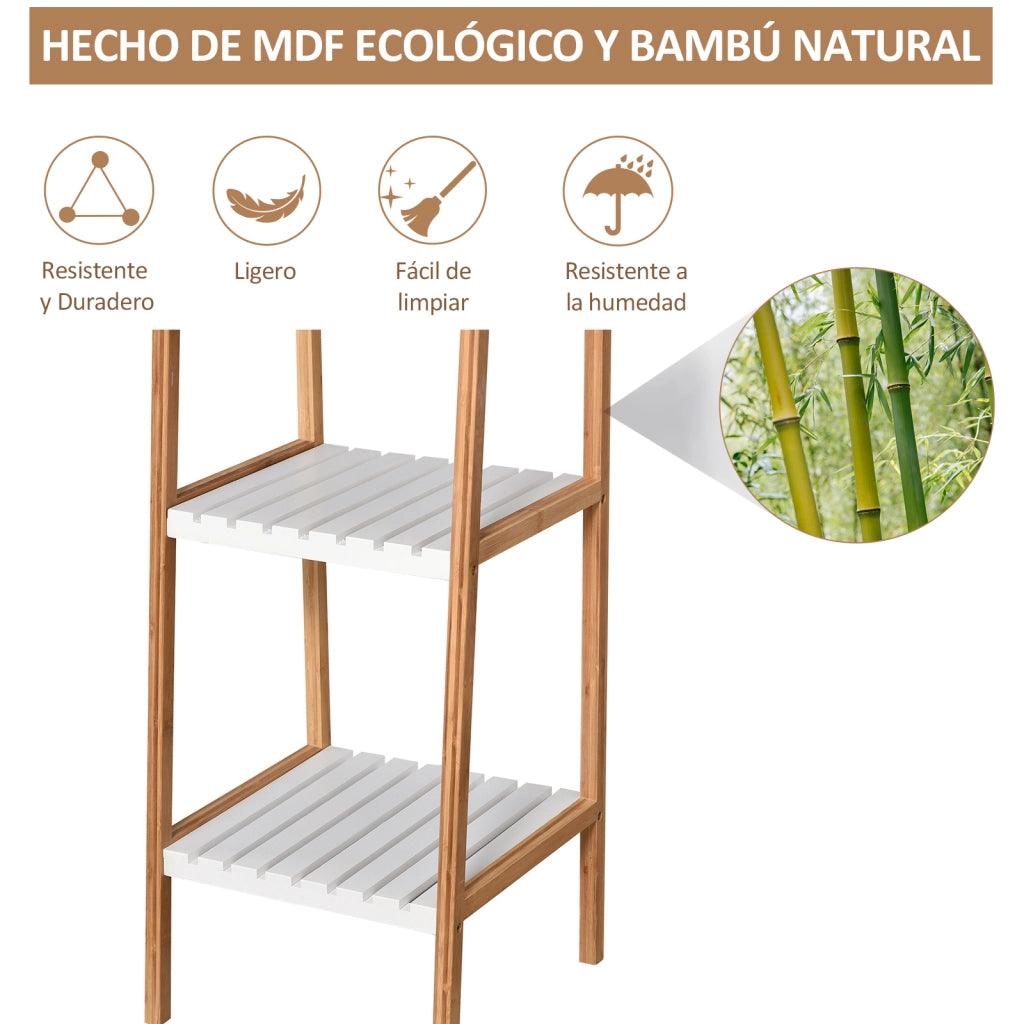 Scaffale a scala bamb¨´ 4 ripiani ¨C Xylo ¨C naturale e bianco 35x36x138,5 cm